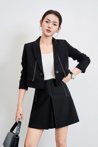 áo vest cổ 2 ve dáng ngắn diễu chỉ - V65B23T016