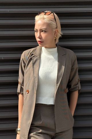 áo khoác đờ mi cổ 2 ve - V65D23Q009