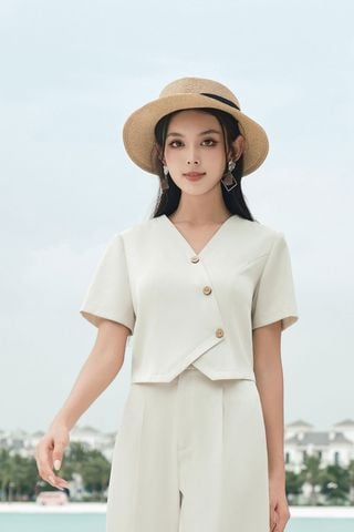 Áo đờ mi tay ngắn nẹp chéo - V65D24Q024