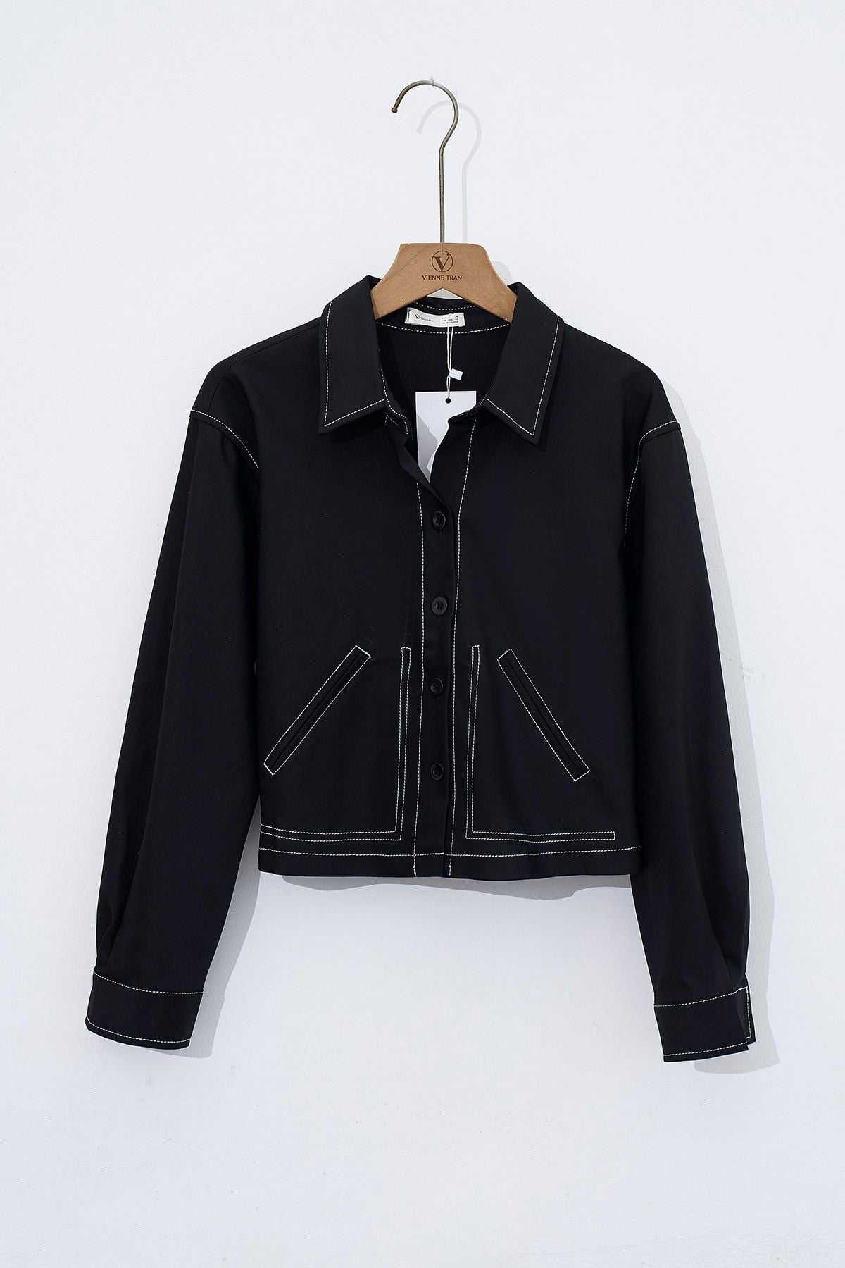 Áo đờ mi vai chờm diễu chỉ - V65D24Q033