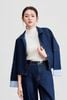 Áo khoác denim phối kẻ diễu chỉ - V65O24T014