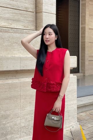 Áo khoác cổ tròn kẹp bèo gấu - V65O25Q003