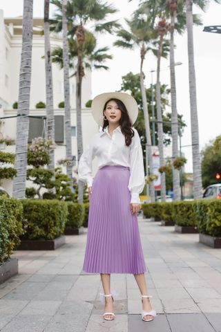  Chân váy lụa dập ly/ Pleated Skirt  - 