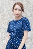 Off-blue Dress  I Đầm cổ tròn tay ngắn xẻ nút lai