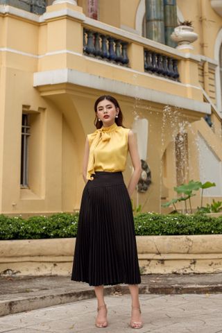  Wrap Pleated Skirt - Black 