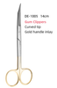  DE-1005: Kéo cắt mô mềm đầu cong, tay cầm vàng 