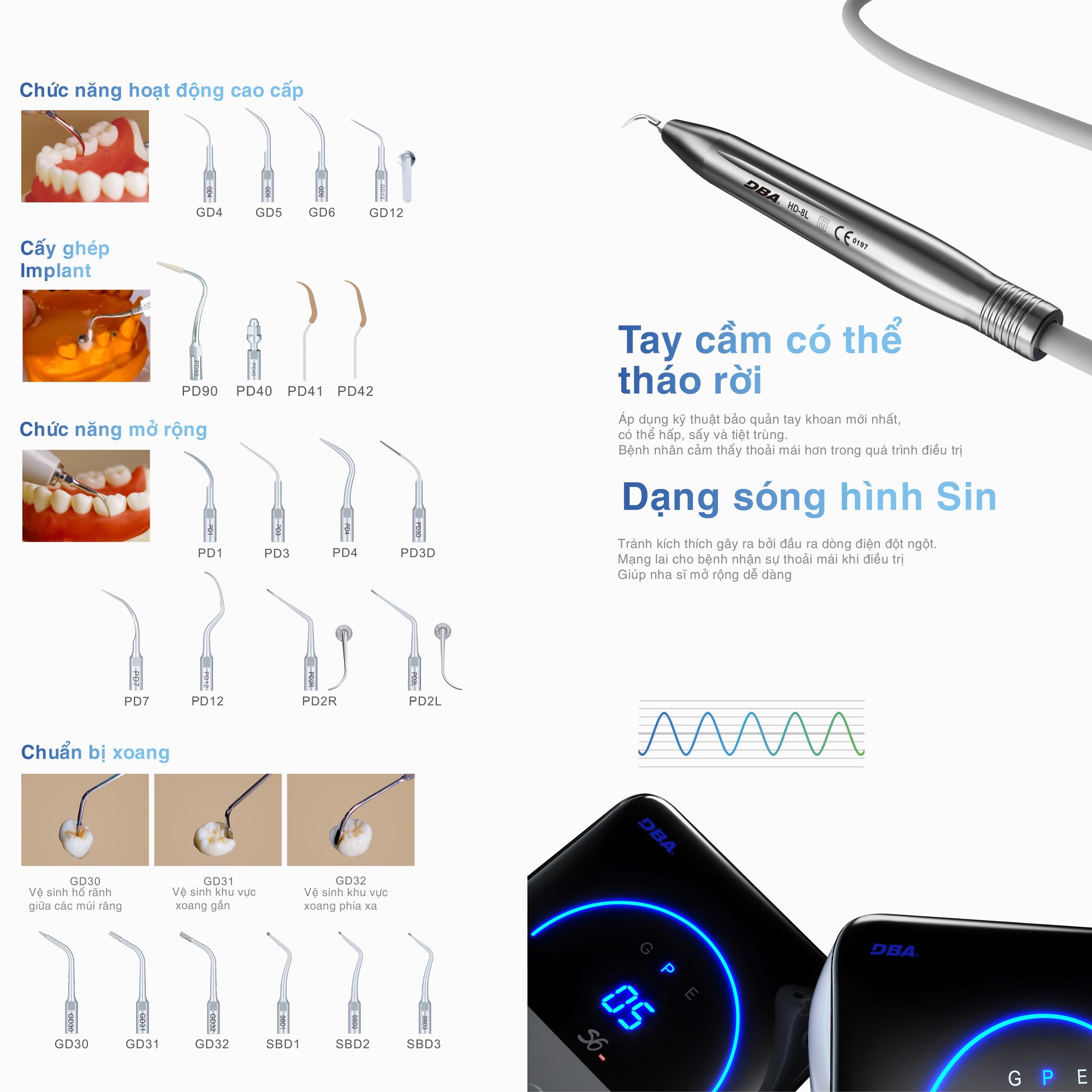  Máy lấy cao răng Ultrasonic S6 led 