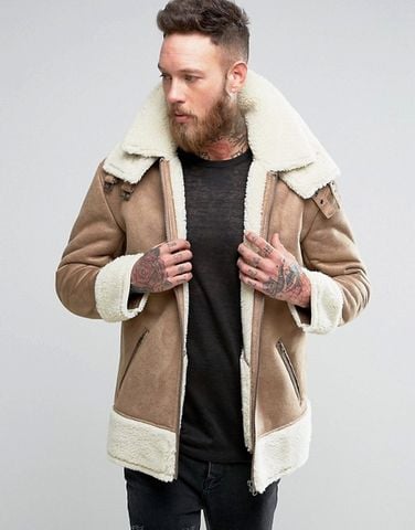 Áo khoác da Oversized Faux Shearling Jacket