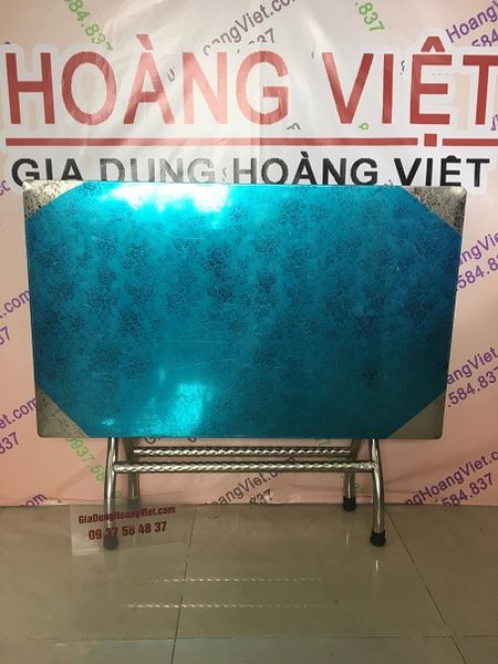 Bàn chữ nhật inox 70 x 120cm mặt hoa hồng cao