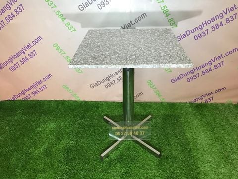 Bàn Cafe Mặt Đá Hoa Cương Vuông, Chân Trụ Inox 201 Dầy, Cao 6 Tấc - 60 x 60 x 75cm