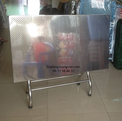 Bàn Inox 201 Mặt Chữ Nhật, Hoa Văn Caro - 2 Size