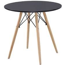 Bàn Eames Mặt MDF Sơn 2K Tròn, Chân Trụ Gỗ Sồi - 60 x 60 x 75cm