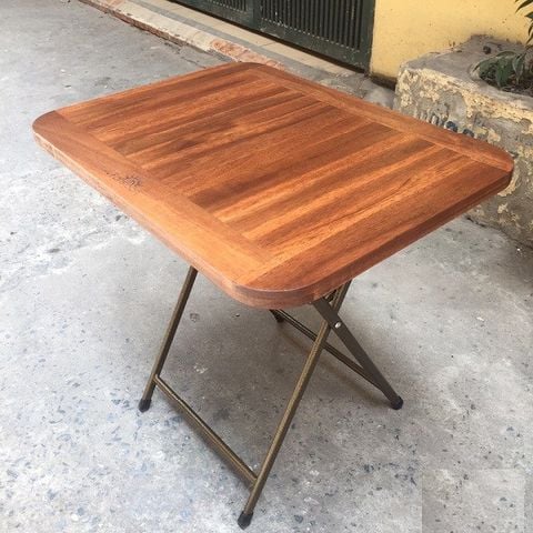 Bàn Mặt Gỗ Chữ Nhật, Chân Sắt Dày 1,4mm Fansipan Patio Mini - 45 x 60cm (Rộng x Dài)