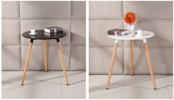 Bàn Eames Mặt MDF Sơn 2K Tròn, Chân Trụ Gỗ Sồi, 3 Chân - 60 x 60 x 72cm