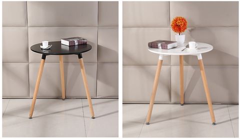 Bàn Eames Mặt MDF Sơn 2K Tròn, Chân Trụ Gỗ Sồi, 3 Chân - 60 x 60 x 72cm