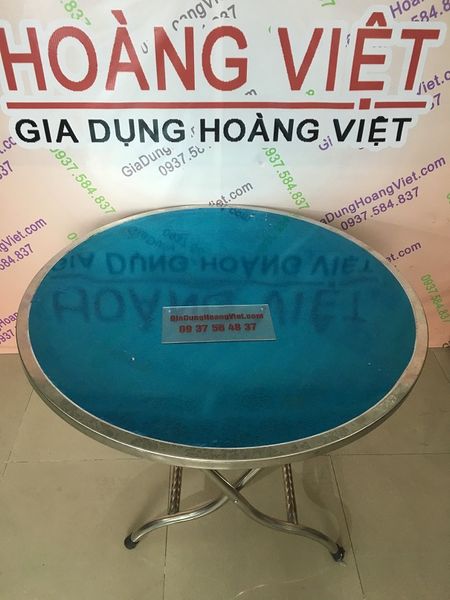 Bàn Inox 201 Mặt Tròn Dầy 5 Zem, Họa Tiết Hoa Hồng - 1m2 (Đường Kính)