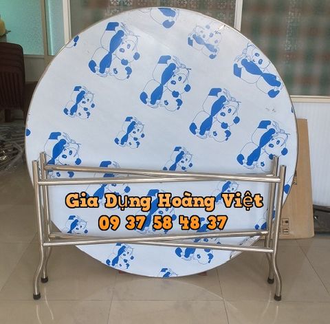 Bàn Inox 430 Mặt Tròn, Chân Xếp Chữ Thập - 1m47 (Đường Kính)