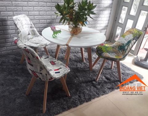 Bộ bàn Te Doll Mặt Tròn và 4 Ghế Eames Paris Cao Cấp