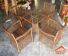 Bộ Bàn Ghế Nhựa Giả Mây Mặt Kiếng Vuông, Màu Nâu HV004