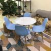 Bộ Bàn Tulip Mặt Tròn MDF Chống Ẩm Và 4 Ghế Eames Trắng - 73 x 80cm