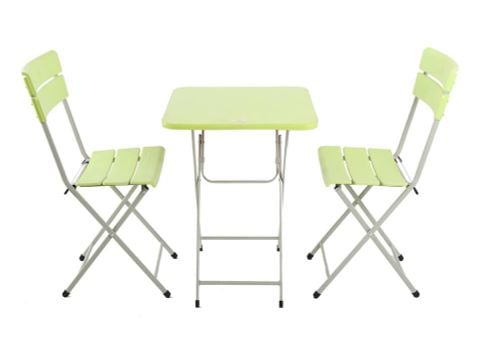 Bộ Bàn Nhựa PP Mặt Vuông Và 2 Ghế 5 Lá, Chân Sơn Tĩnh Điện