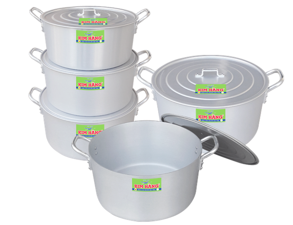 Bộ Nồi Nhôm Kim Hằng T5 Quai Tròn Xi Bóng - 5 Size