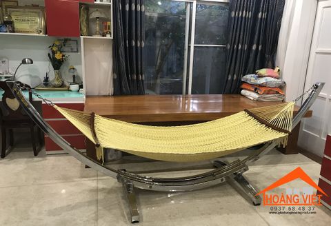 Bộ Võng Inox 304 Mạ Bán Nguyệt Lưới Đan Tơ Thủ Công Tín Thành Phát - 300 x 90 x 110cm