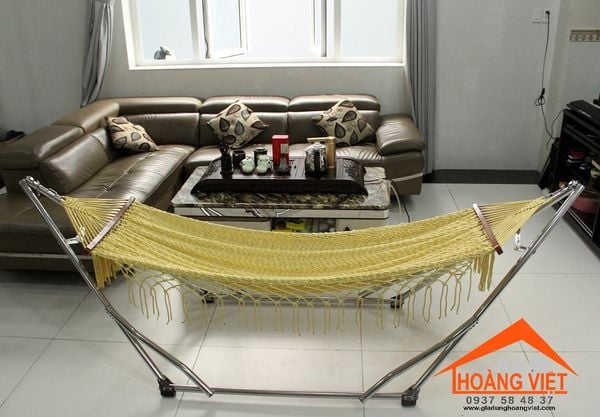 Bộ Võng Xếp Inox Mạ Crom Lưới Đan Tơ Cỡ Đại Tín Thành Phát - 260 x 90 x 90cm