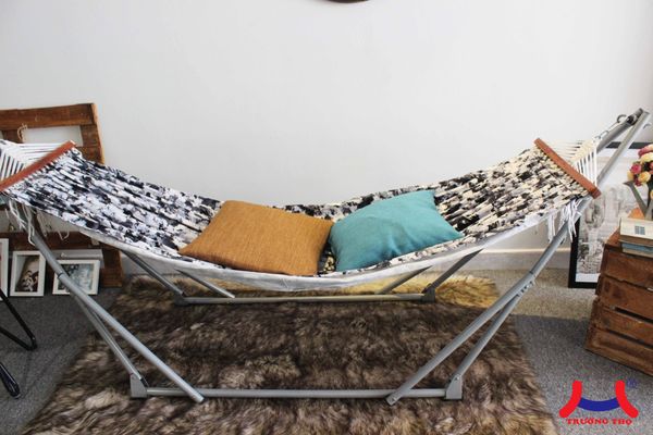 Bộ Võng Thép Vải Cotton Trường Thọ Lớn - 250 x 70 x 80cm