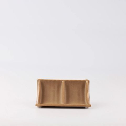 Dĩa Chấm Melamine 2 Ngăn DV071 Clay Dark Brown Superware - 13 x 8 x 2,7cm