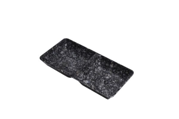 Chén Chấm Melamine 2 Ngăn Nhỏ C103 Vân Đá Đen Fataco - 14,8 x 7,4 x 2,0cm