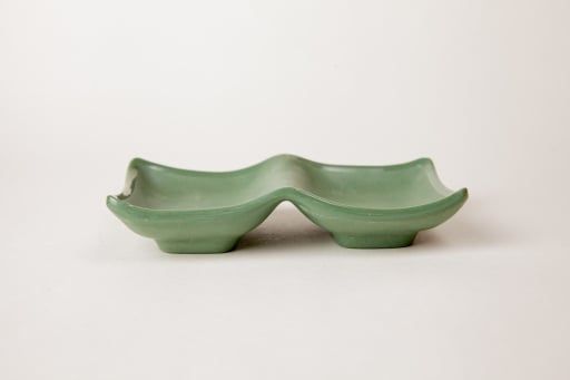 Chén Chấm Melamine 2 Ngăn C110N Nhám Xanh Lá - 13,7 x 8,5 x 3,0cm