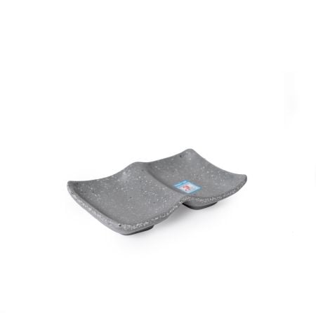 Chén Chấm Melamine 2 Ngăn C110 Nhám Xám Fataco - 20,7 x 8,5 x 3,8cm