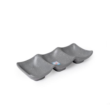 Chén Chấm Melamine 3 Ngăn C111 Nhám Xám Fataco - 20,7 x 8,5 x 3,8cm