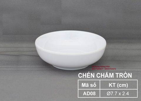 Chén Chấm Melamine Tròn Trắng AD08 VCP Vinh Cơ - 7,7 x 2,4cm