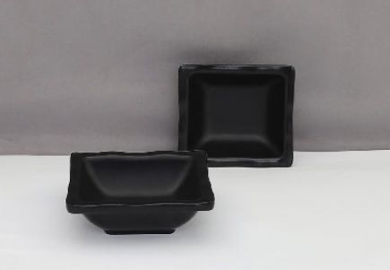 Chén Chấm Melamine Vuông NDC03 Đen Nhám VCP - 7,6 x 6,8 x 2,6cm