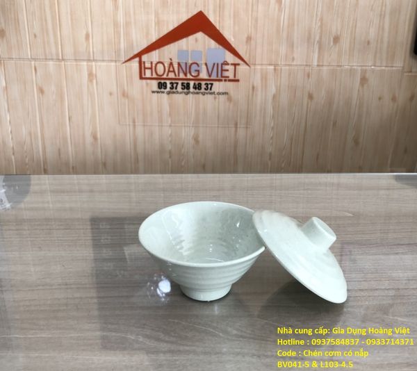 Chén Cơm Melamine Có Nắp BV041-5 Và Nắp L103-4,5 GreenStone Superware - 12,1 x 11cm (Cao Đến Chui Nắp)