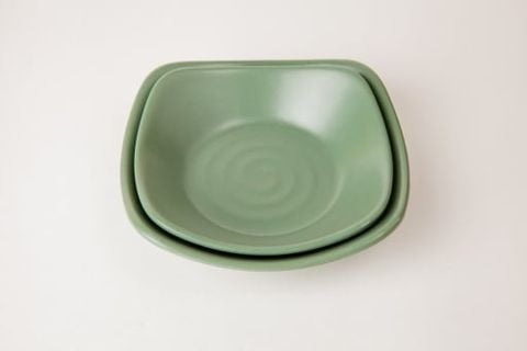 Chén Melamine Vuông Nhám Xanh Lá - 2 Size