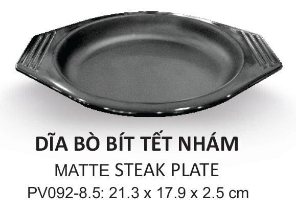 Dĩa Bò Bít Tết Melamine Đen Nhám Superware - 2 Size