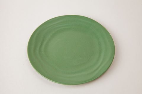 Dĩa Melamine Cạn Gân Nhám Xanh Lá - 15,0 x 1,4cm