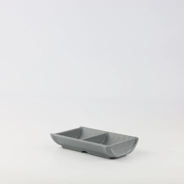 Dĩa Chấm 2 Ngăn DV071 Granite Dark Grey