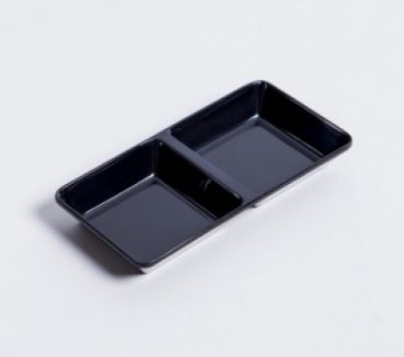 Dĩa Chấm Melamine 2 Ngăn C103 Màu Đen Fataco - 14,8cm