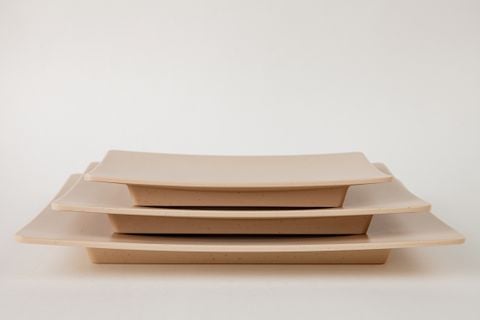 Dĩa Chữ Nhật Có Đế Nâu Nhám Fataco