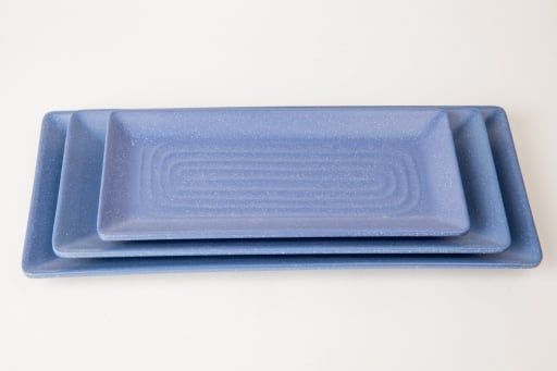 Dĩa Melamine Chữ Nhật Có Vân Nhám Xanh Dương - 3 Size