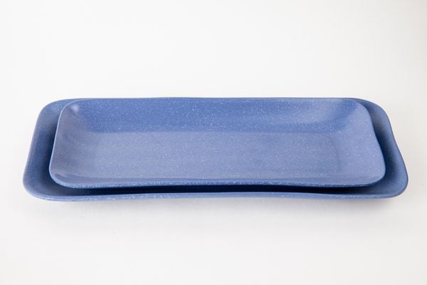 Dĩa Melamine Chữ Nhật Dài Nhám Xanh Dương - 2 Size