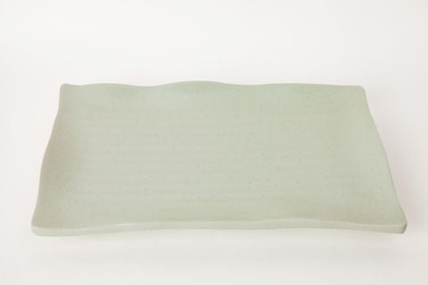 Dĩa Melamine Chữ Nhật Dầy Cát Xanh - 25,1 x 16,2 x 2,7cm