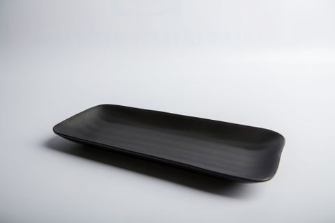 Dĩa Melamine Chữ Nhật Dài Đen Nhám Fataco - 2 Size