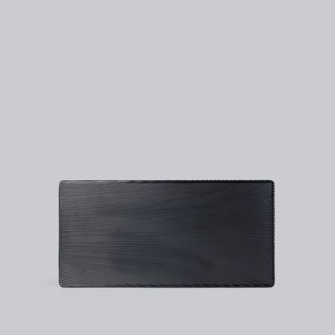 Dĩa Chữ Nhật Gân Đen Nhám Superware