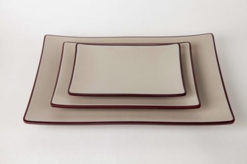 Dĩa Melamine Chữ Nhật Nhám Hai Lớp - 4 Size