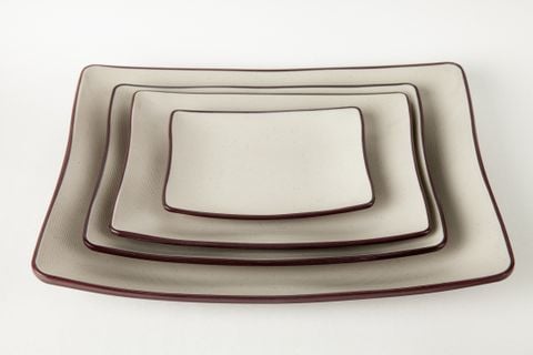 Dĩa Melamine Chữ Nhật Sâu Nhám Hai Lớp